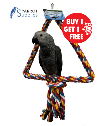 34Cm Medium Triangle Rope Swing Toy Parrot Toy - BOGOF